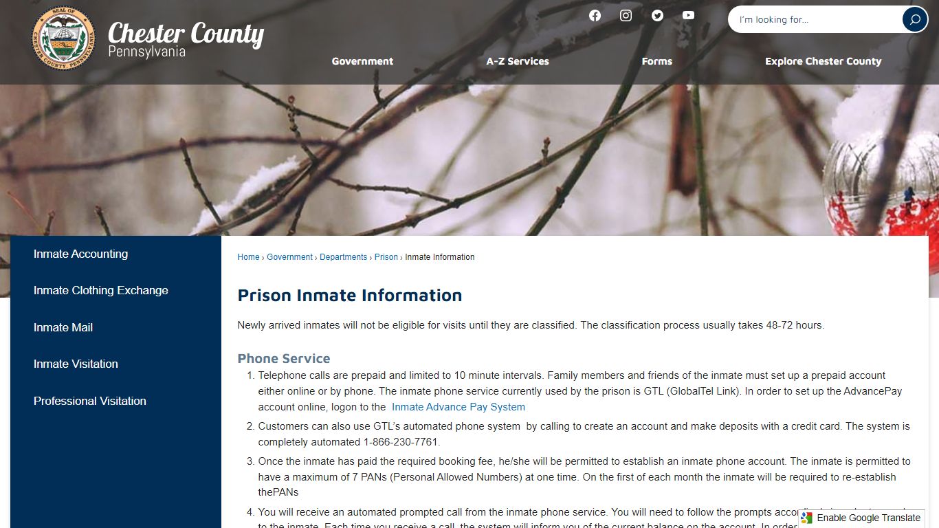 Prison Inmate Information | Chester County, PA - Official Website
